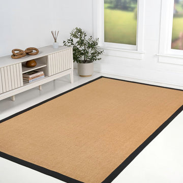 Camden Farmhouse Cottage Border Jute Area Rug
